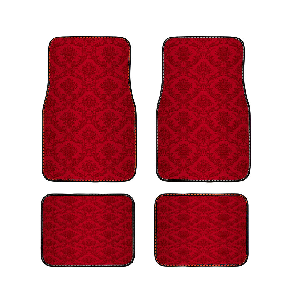 Red Damask Pattern Car Floor Mats Accessories