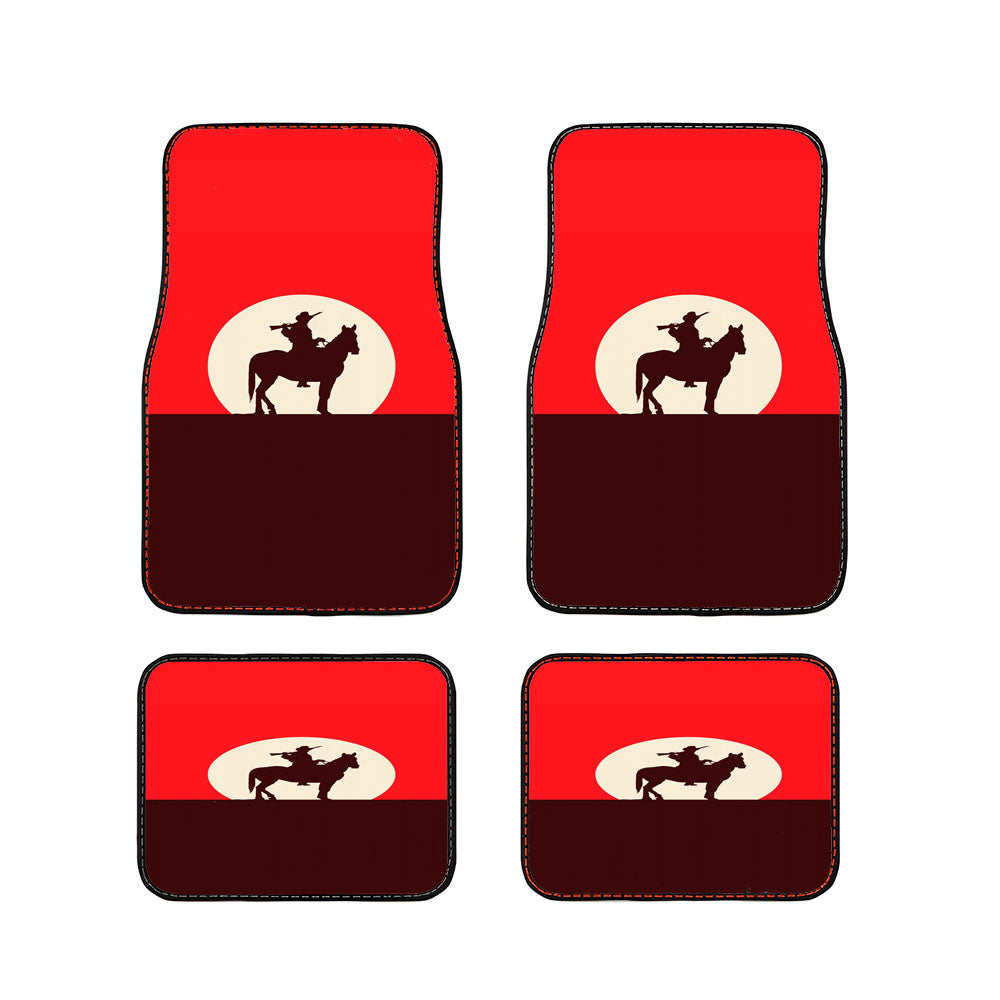 Red Dead Redemption Sunset Silhouette Cowboy And H Car Floor Mats Accessories
