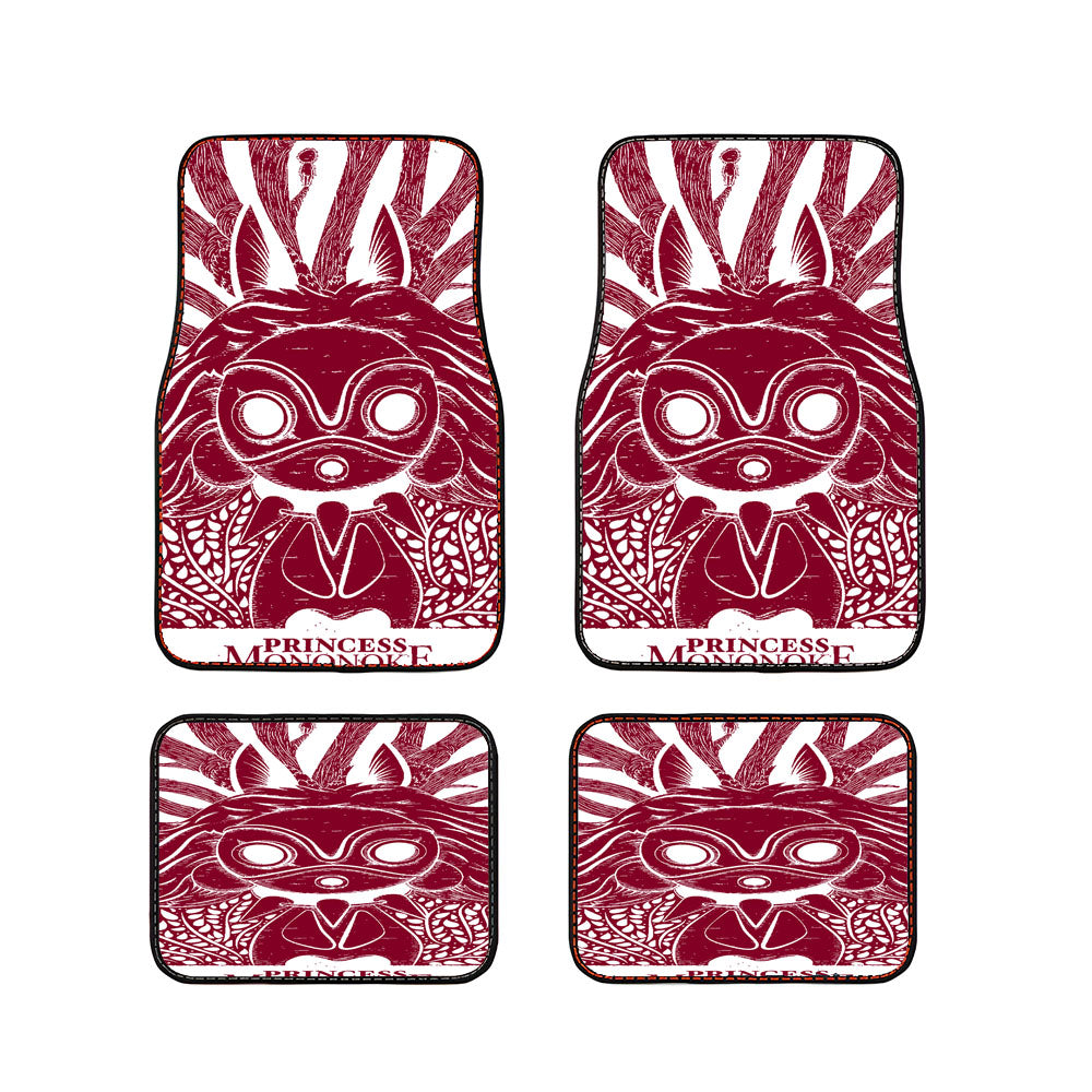 Red Princess Mononoke Illustrations Art Car Floor Mats Accessories