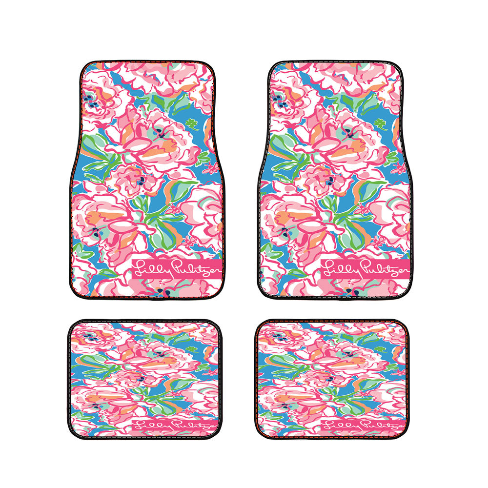Rose Pattern Lilly Pulitzer Car Floor Mats Accessories