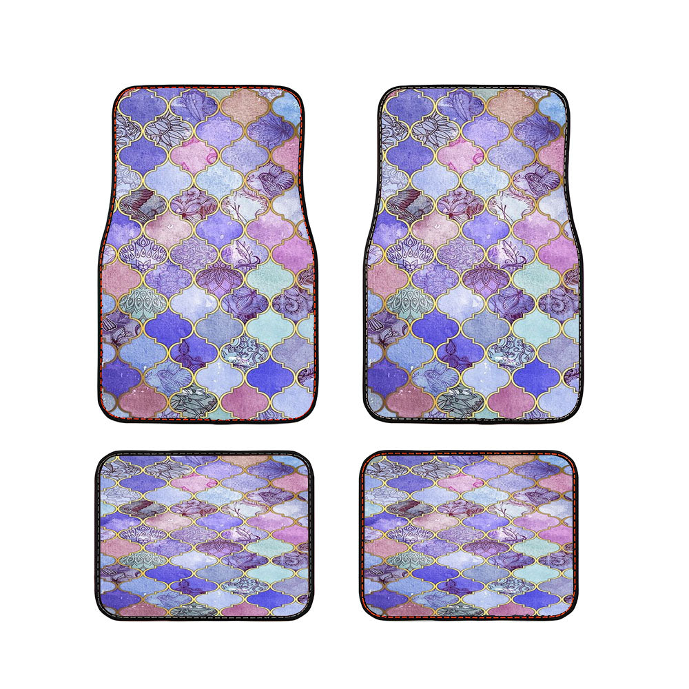 Royal Purple Mauve Indigo Moroccan Tile Pattern Car Floor Mats Accessories