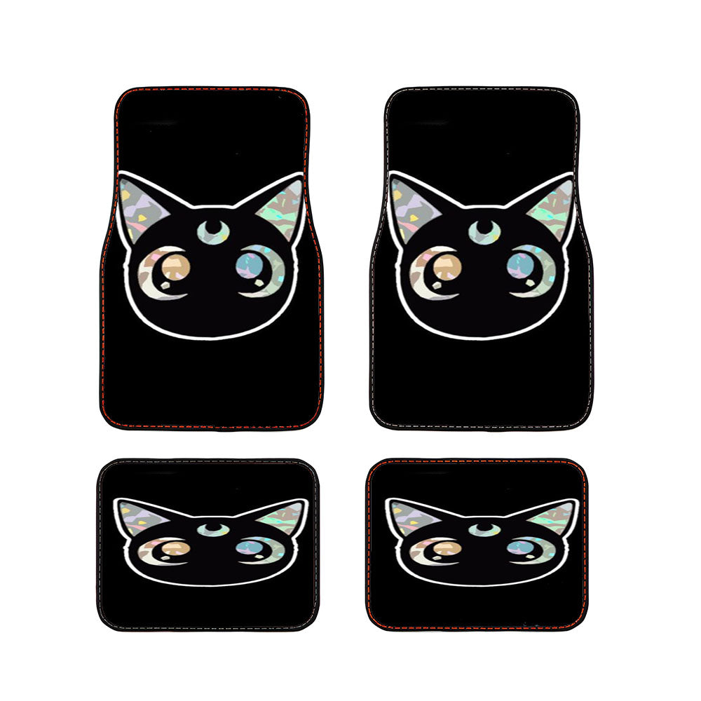 Sailor Moon Holographic Luna Cat Sparkle Anime Car Floor Mats Accessories