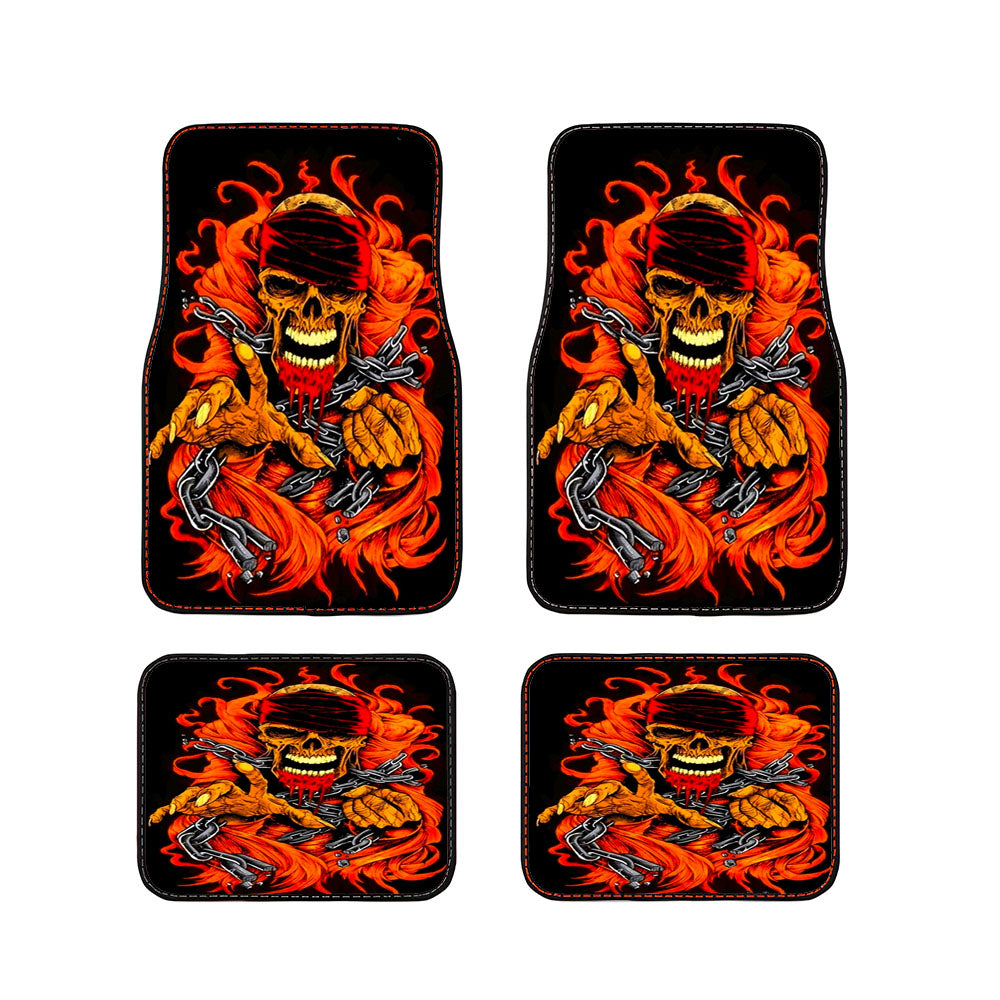 Skull Chain Fire Car Floor Mats Accessories