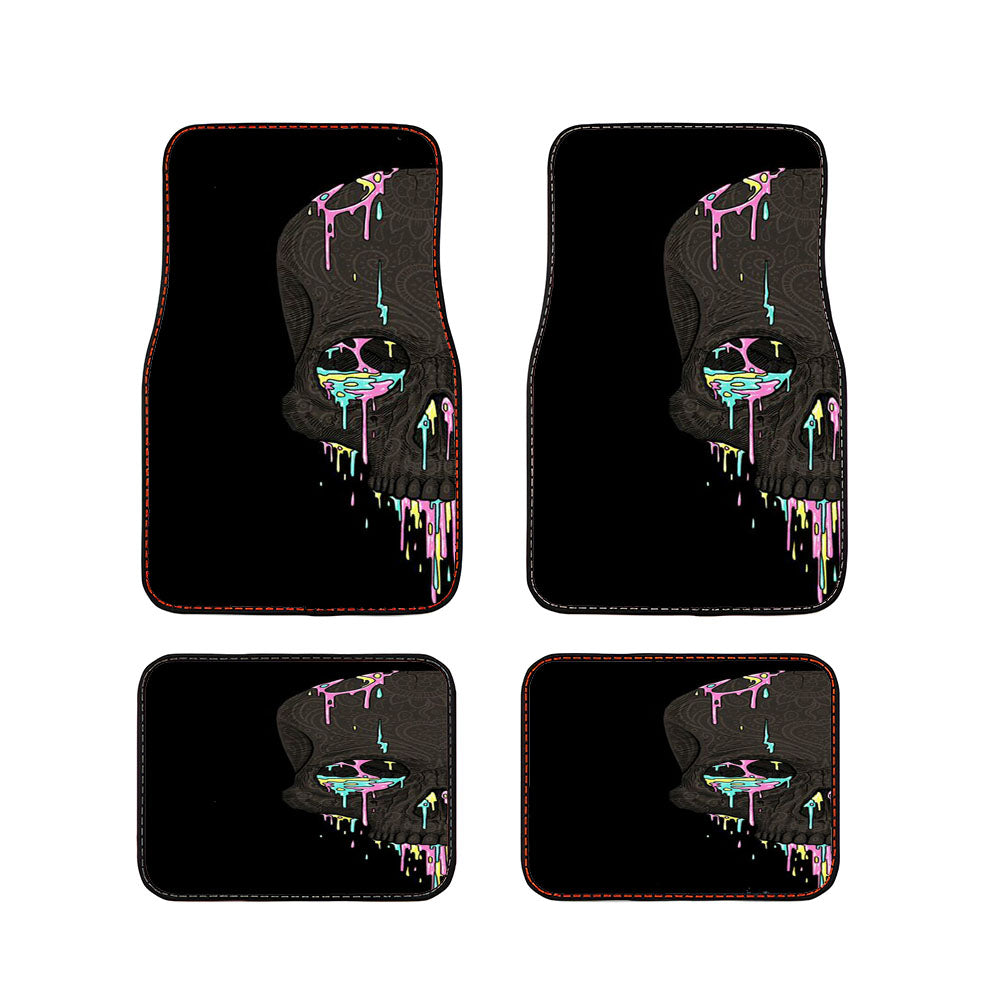 Skull Rainbow Leaf Car Floor Mats Accessories