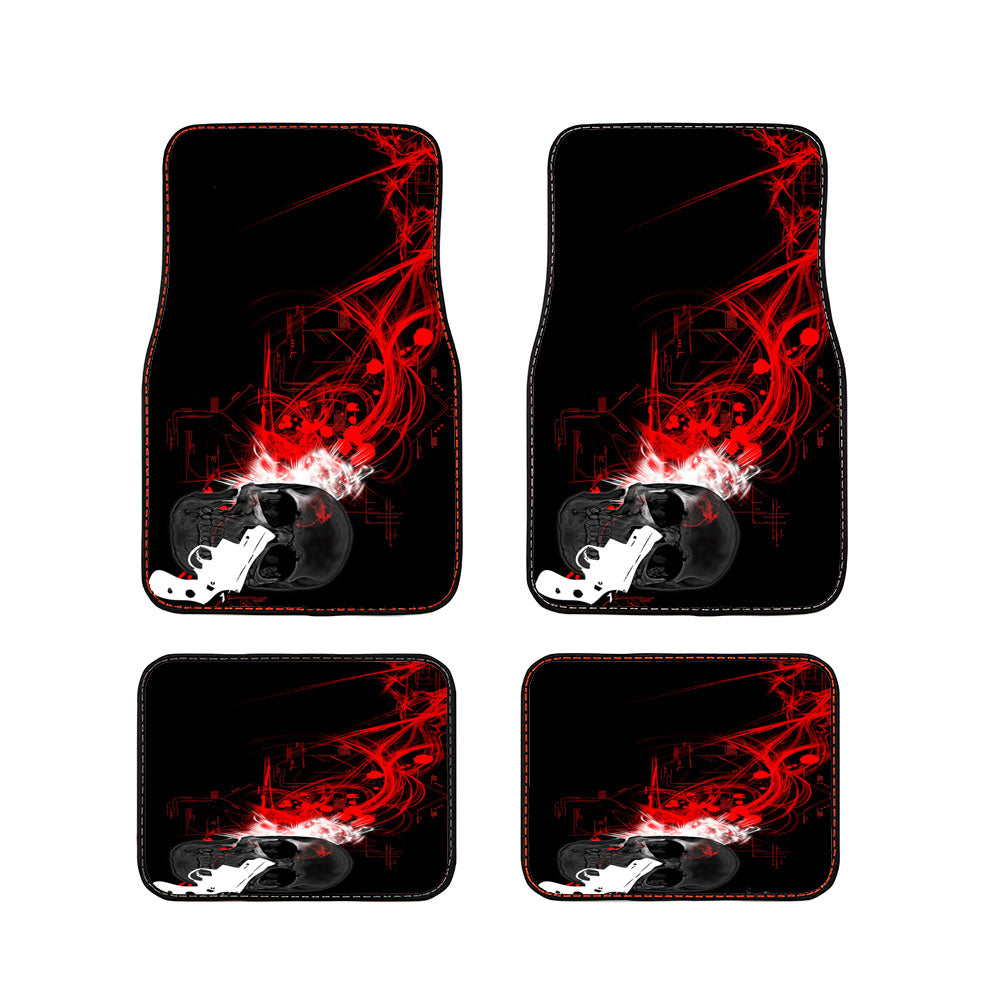 Skull White Gun Logo Car Floor Mats Accessories