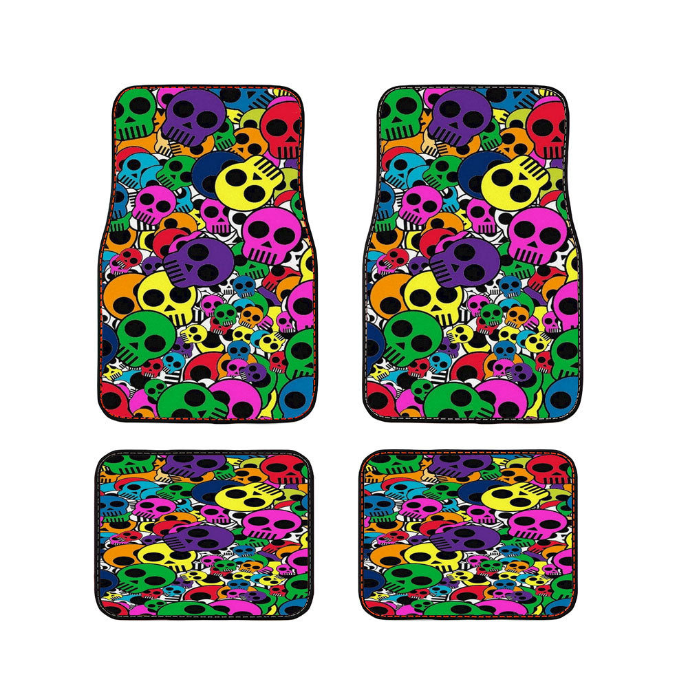 Skulls Multicolor Pattern Collage Car Floor Mats Accessories