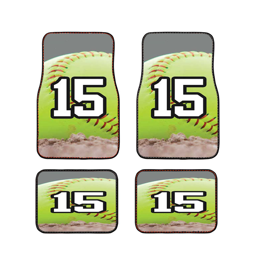 Softball Number 15 Car Floor Mats Accessories
