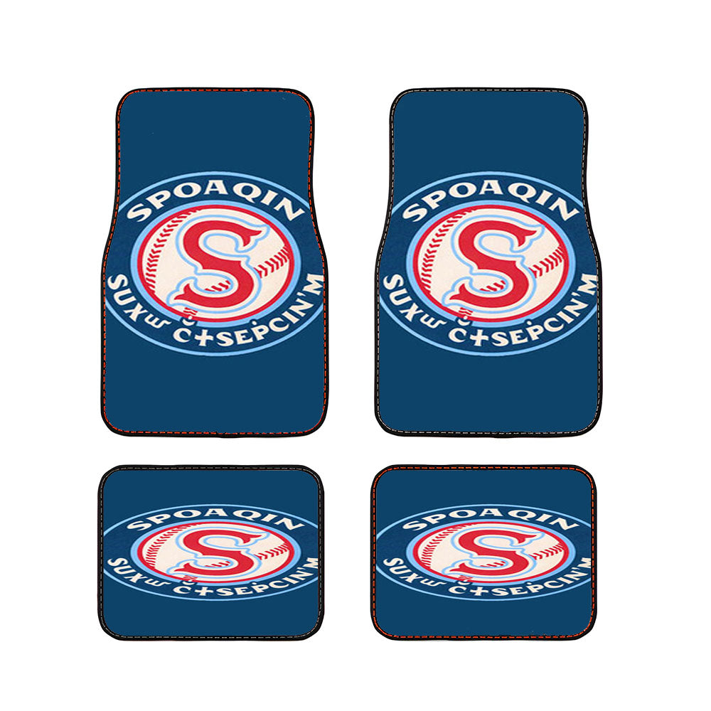 Spoaqin Indians Baseball Logo Blue Car Floor Mats Accessories