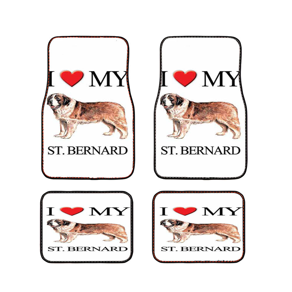 St Bernard I Heart Car Floor Mats Accessories