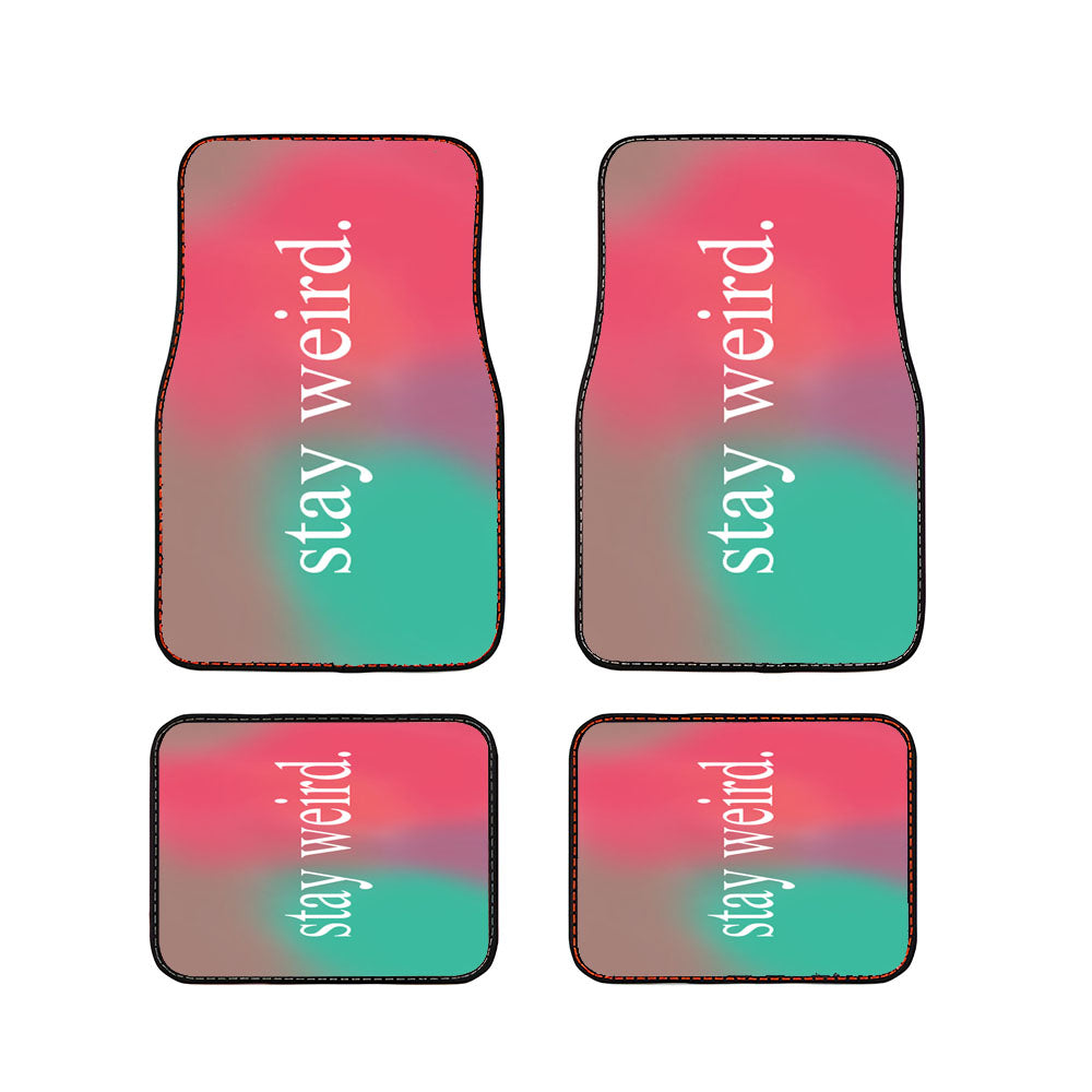 Stay Weird Pink And Green Ombre Car Floor Mats Accessories