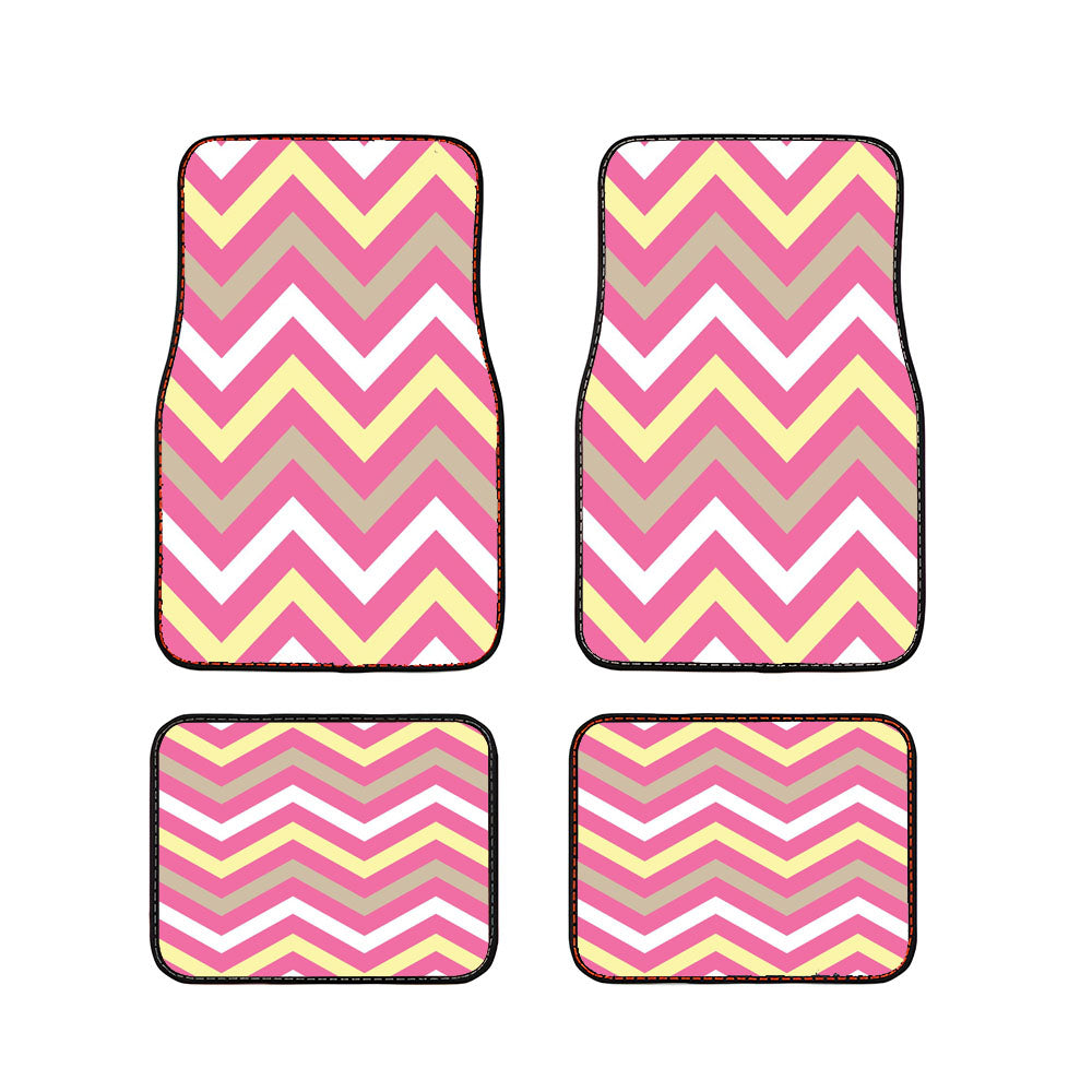 Stripe White And Pink Chevron Car Floor Mats Accessories