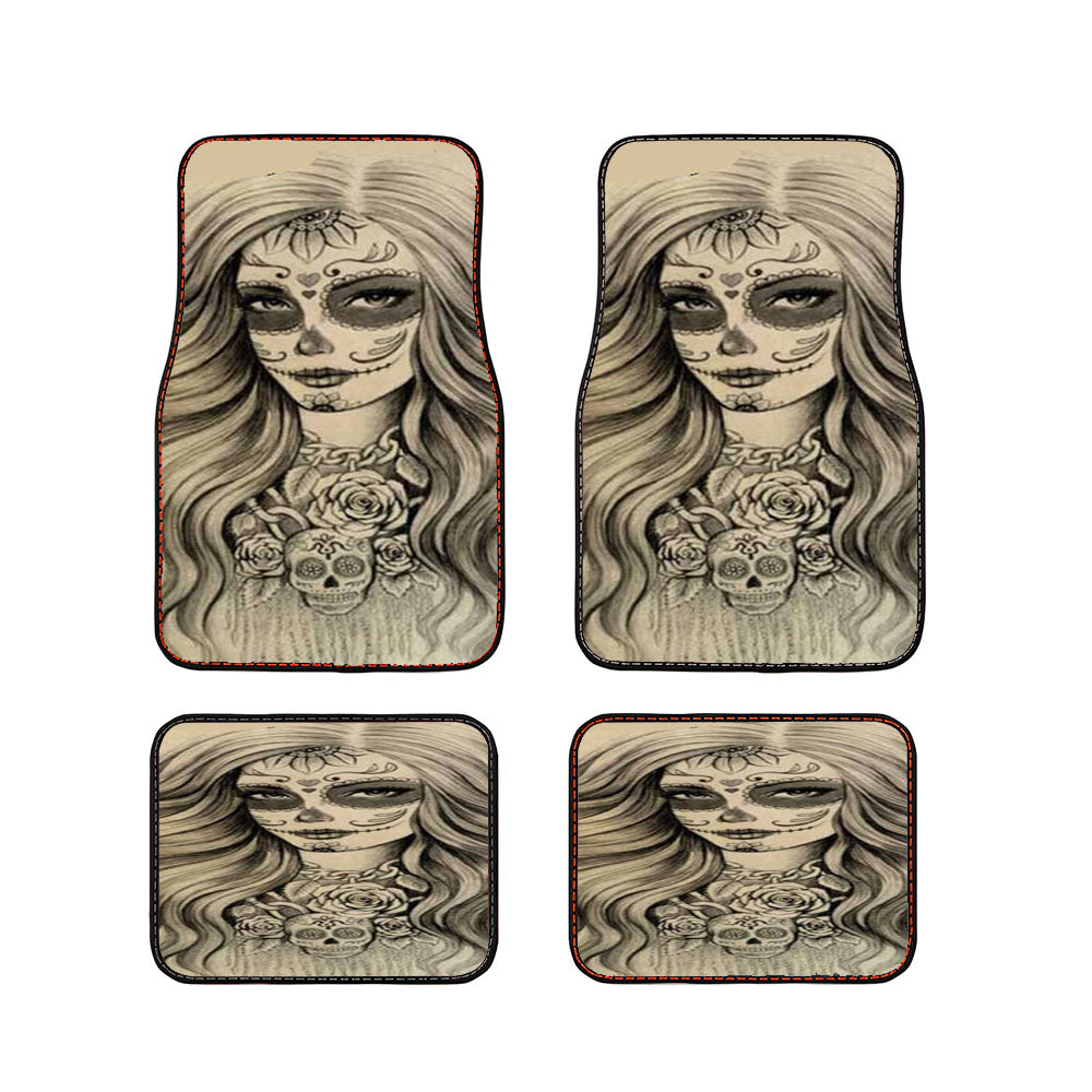 Sugar Skull Lady Car Floor Mats Accessories