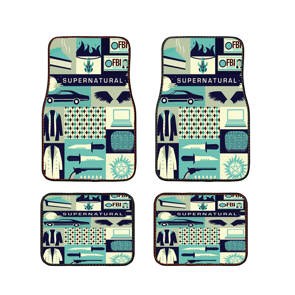 Supernatural Collage Art Car Floor Mats Accessories