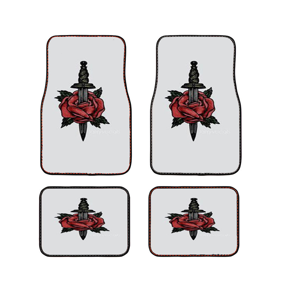 Sword Rose Tatto Car Floor Mats Accessories