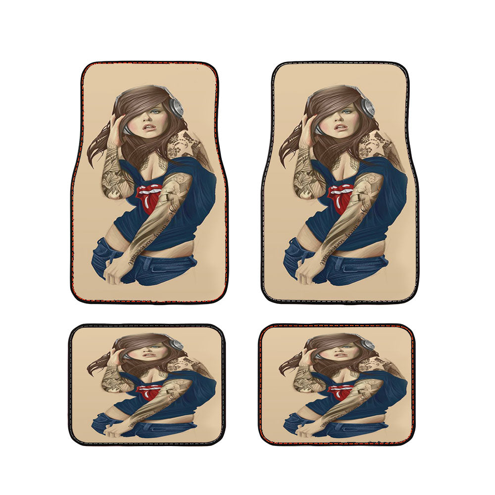 Tattoos Girl Headphones Car Floor Mats Accessories