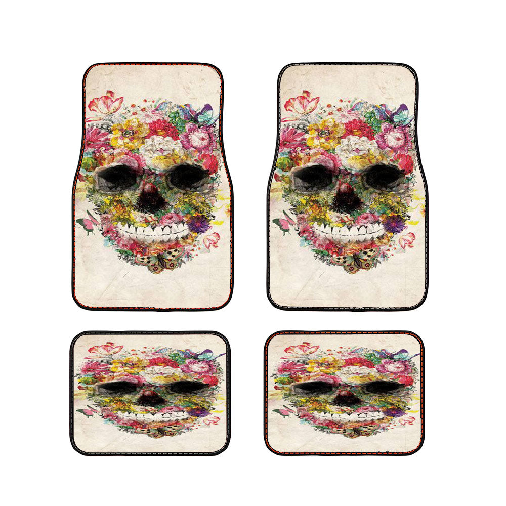 The Beautifull Flower Skull Car Floor Mats Accessories