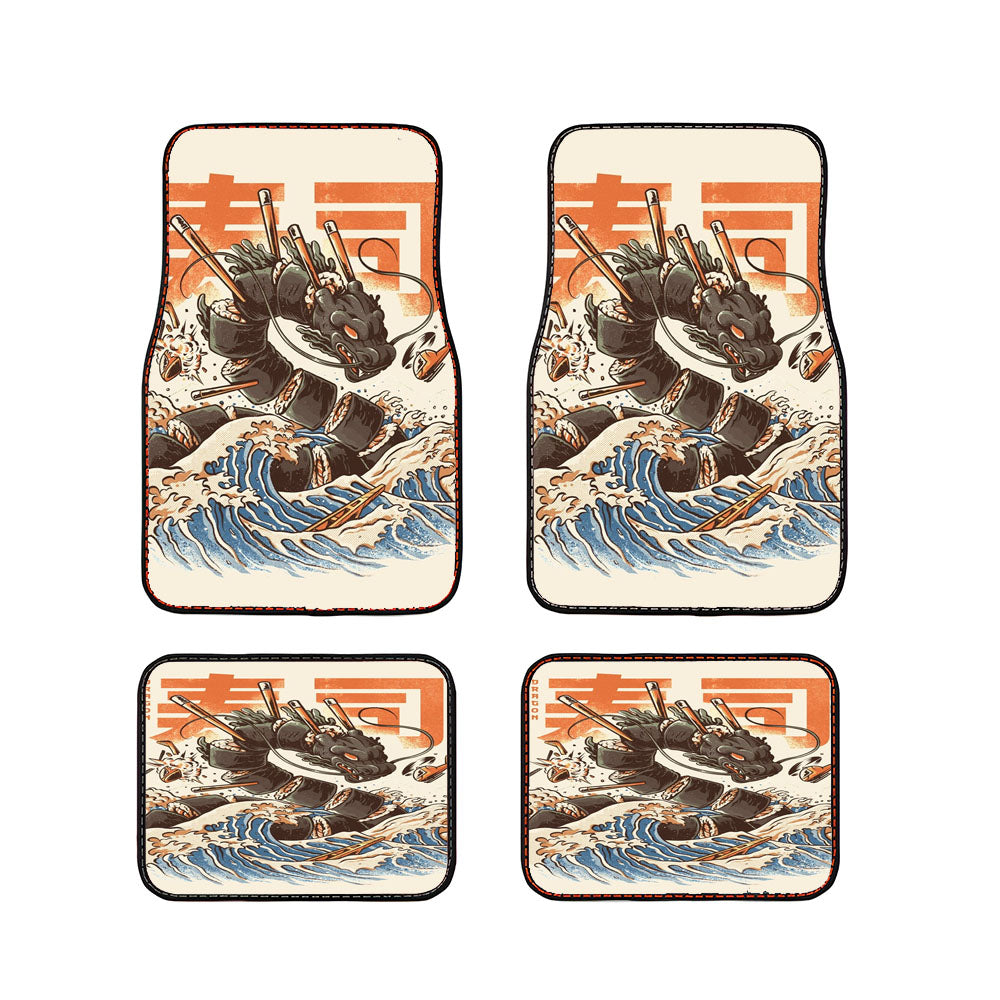 The Great Sushi Dragon Off Kanagawa Car Floor Mats Accessories