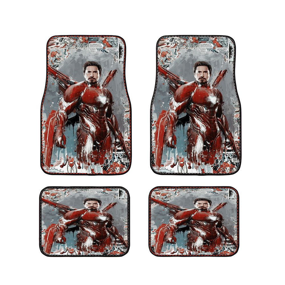 Tony Iron Man Comic Painting Artwork Wallpaper Car Floor Mats Accessories