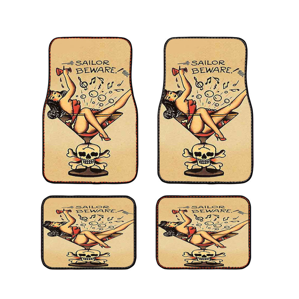 Traditional Tattoo Art Martini Glass Girl Car Floor Mats Accessories