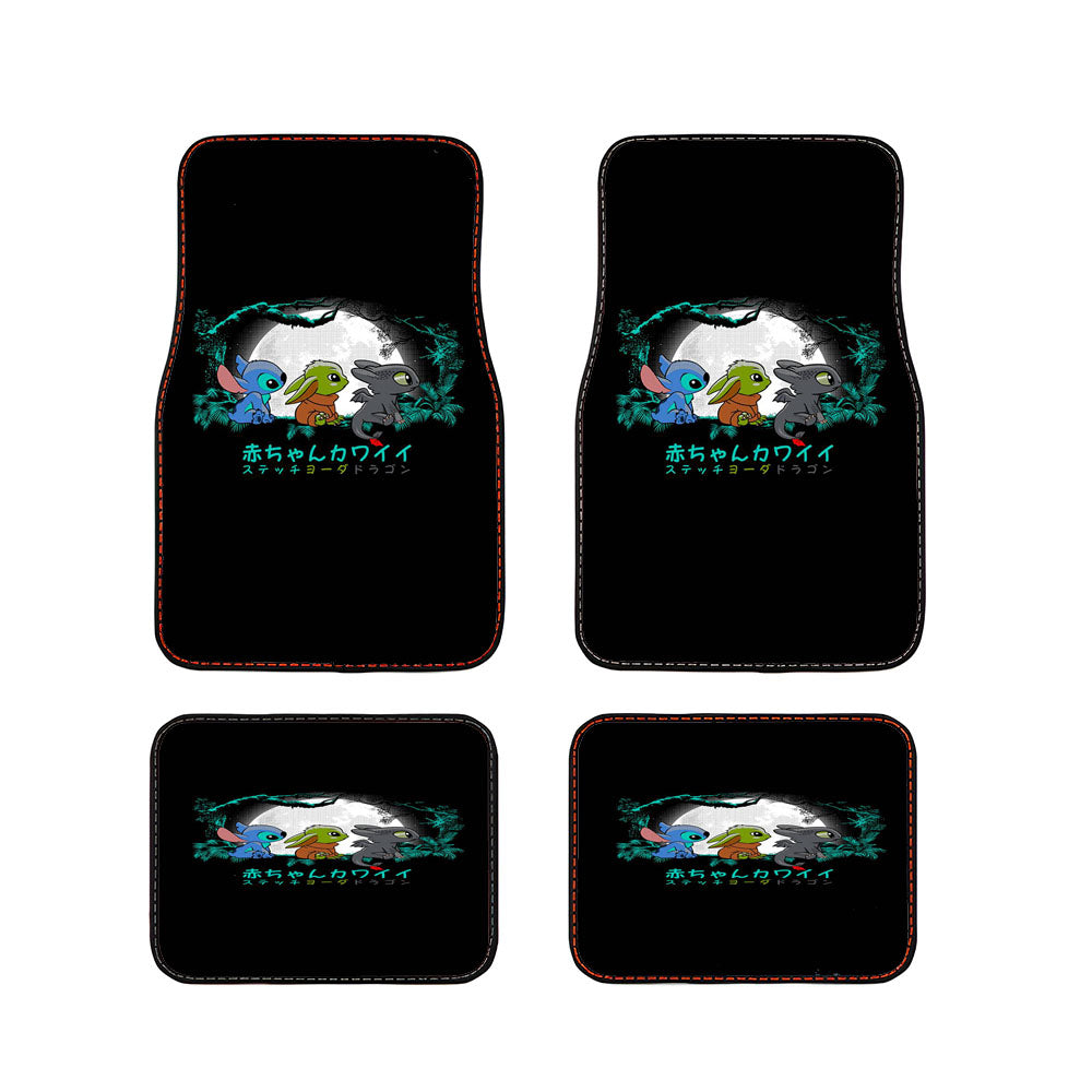 Trio Baby Yoda Baby Stitch Baby Toothless Car Floor Mats Accessories