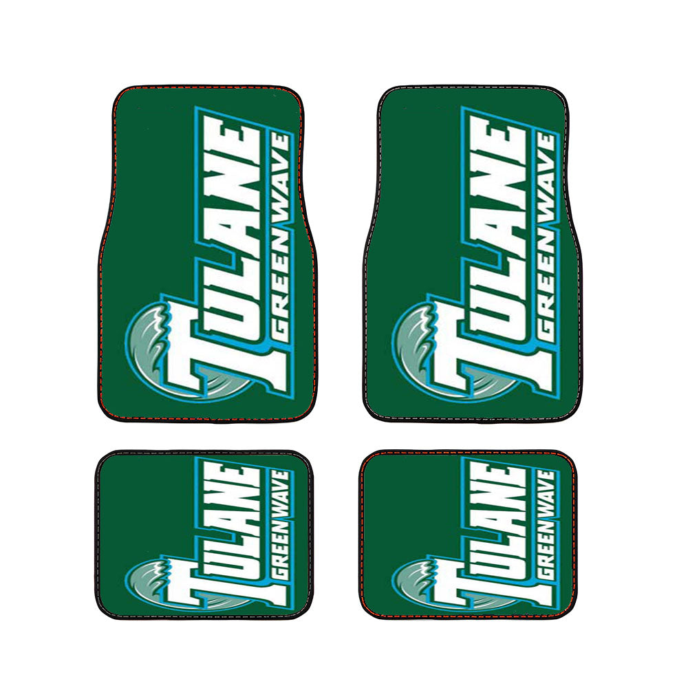 Tulane Green Wave Logo On Green Car Floor Mats Accessories