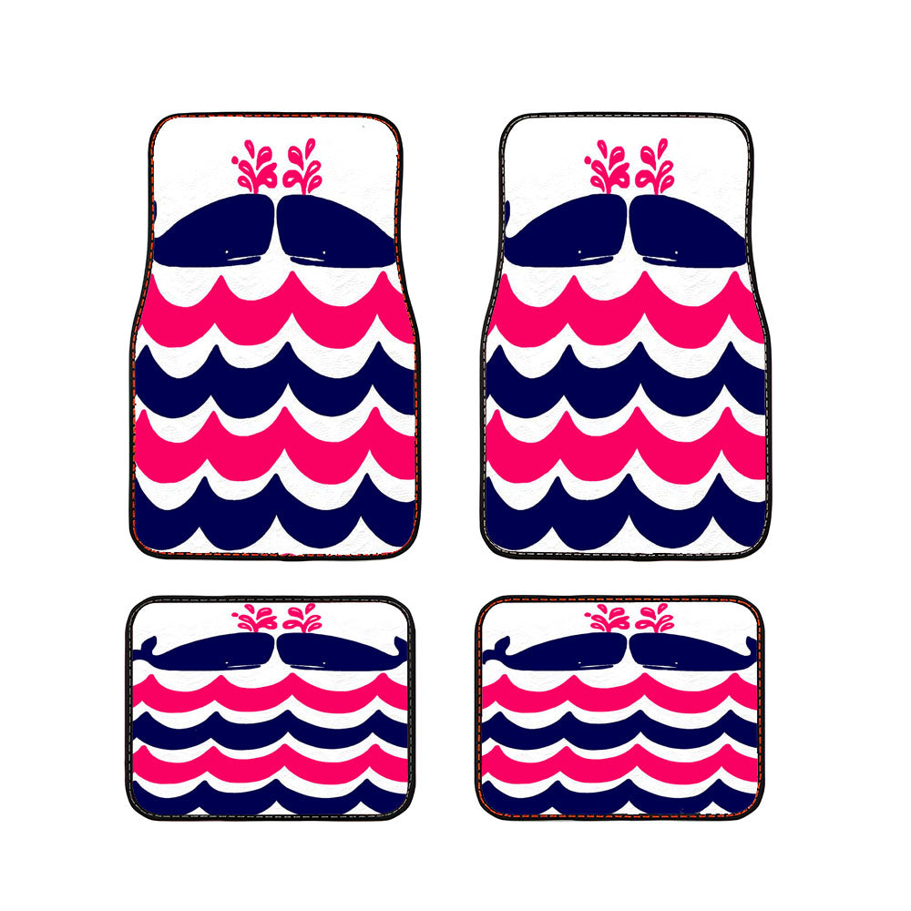 Vineyard Vines Whale Blue Pink Car Floor Mats Accessories