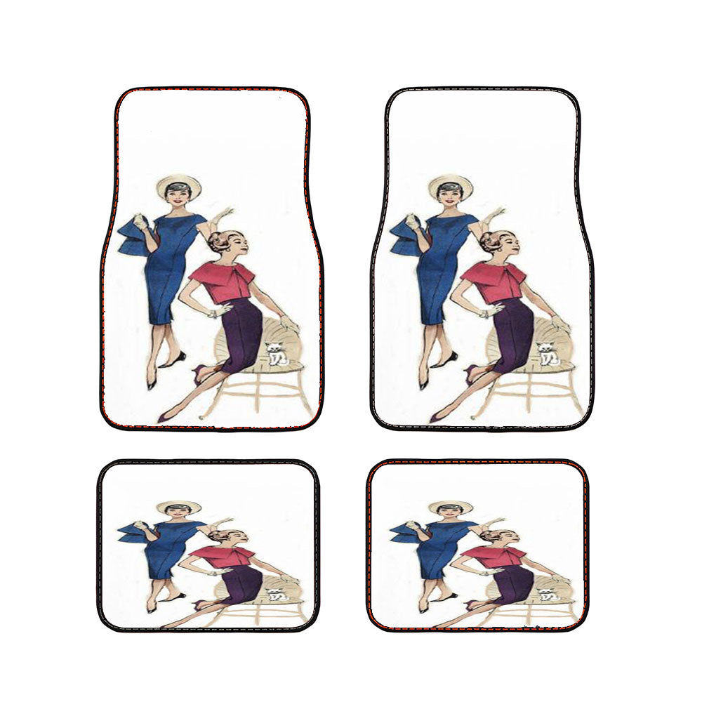 Vintage Daily Dress Sketch Car Floor Mats Accessories