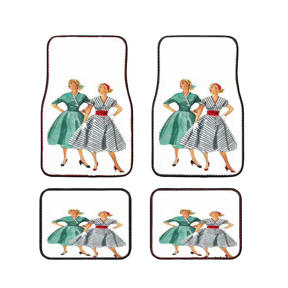 Vintage Dress Sketch Car Floor Mats Accessories