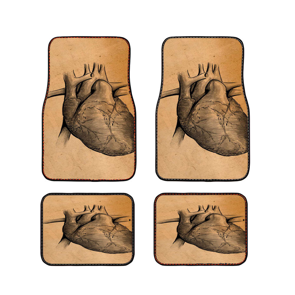 Vintage Heart Medical Illustration Car Floor Mats Accessories