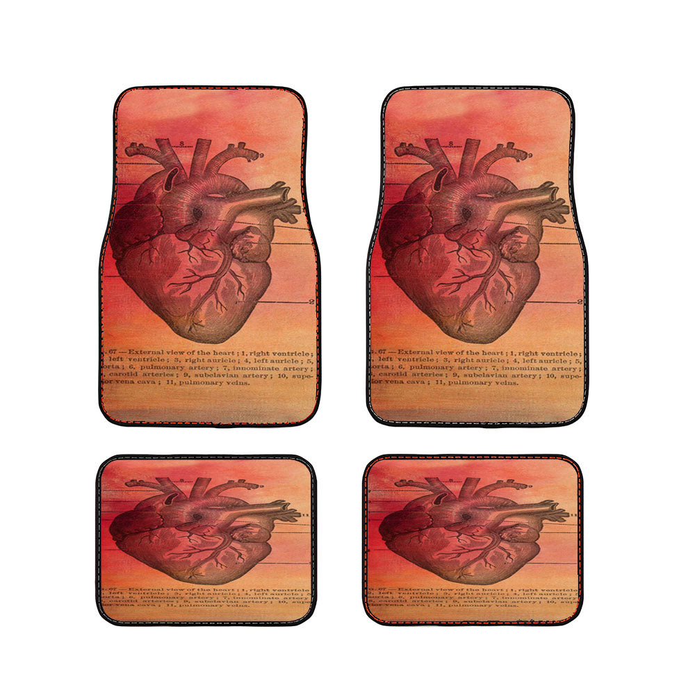 Vintage Medical Heart Illustration Car Floor Mats Accessories