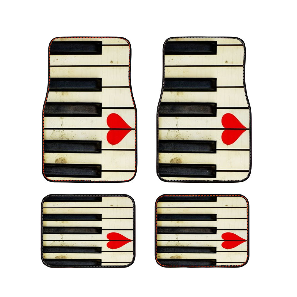 Vintage Piano Heart Car Floor Mats Accessories