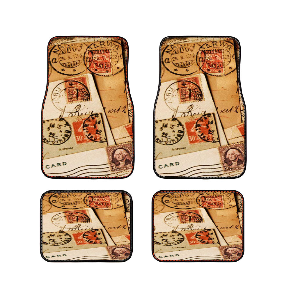 Vintage Postcard Collage Car Floor Mats Accessories