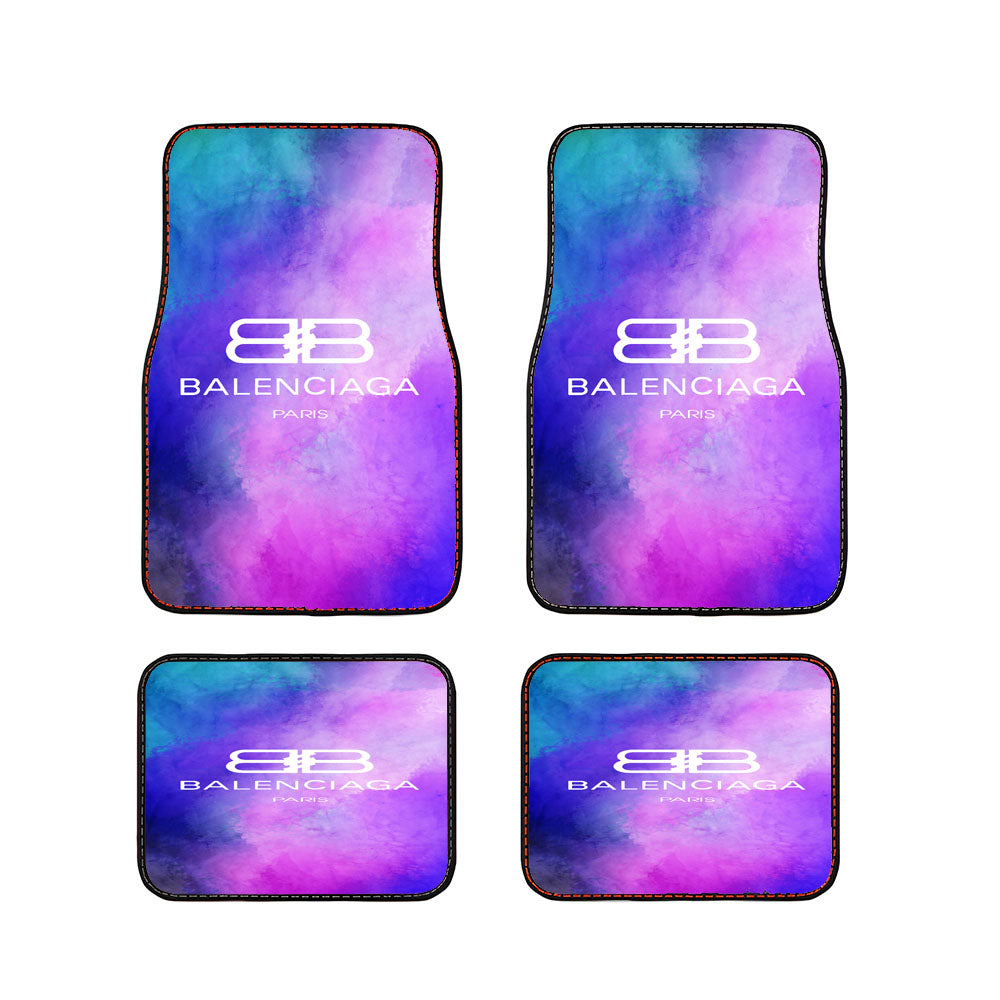 White Balenciaga Blue Purple Tye Die Color Car Floor Mats Accessories