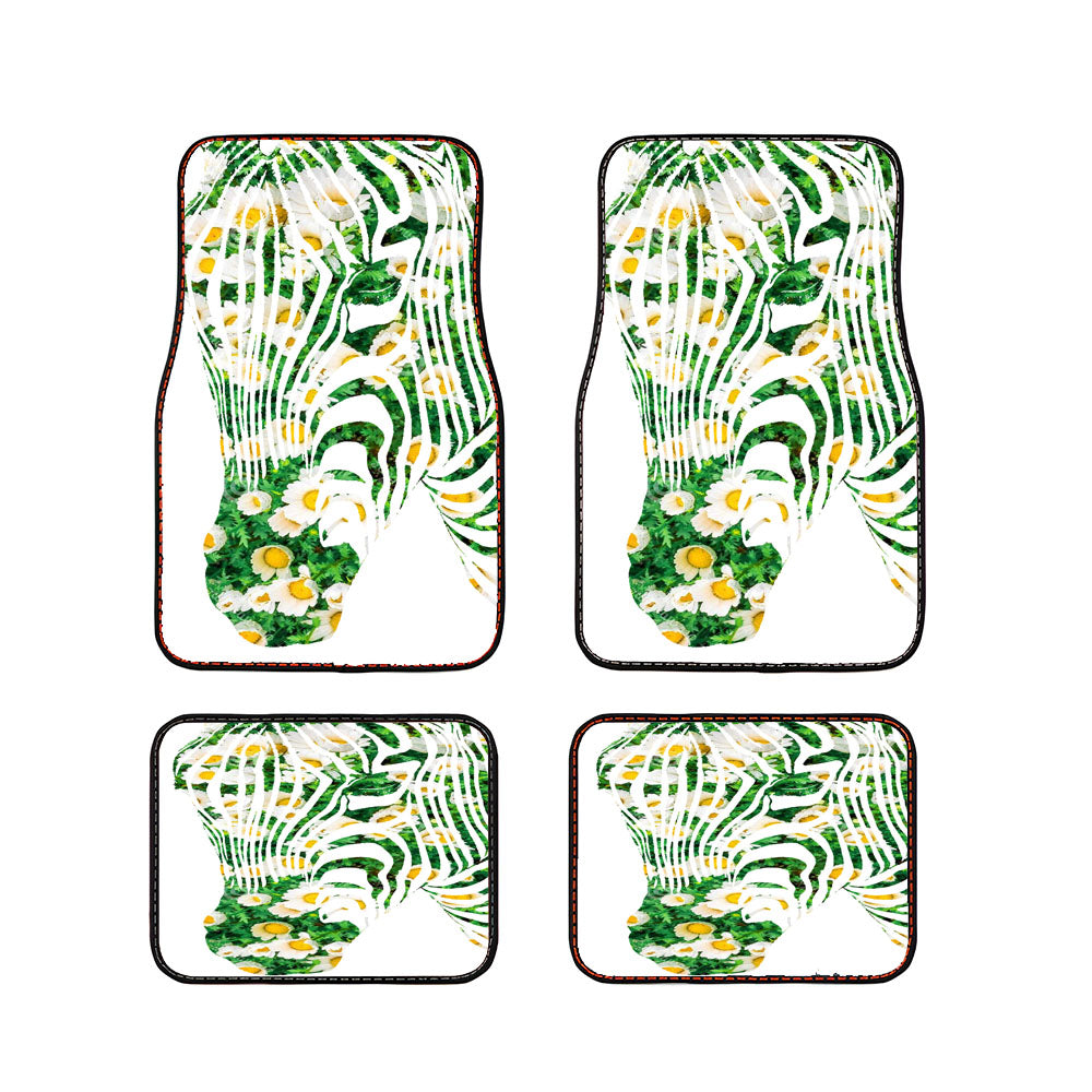 White Zebra Flower Field Car Floor Mats Accessories