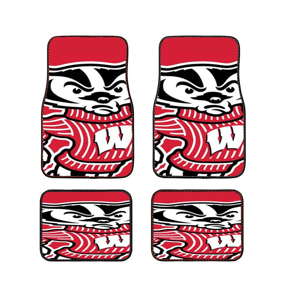 Wisconsin Badgers Logo Red Car Floor Mats Accessories
