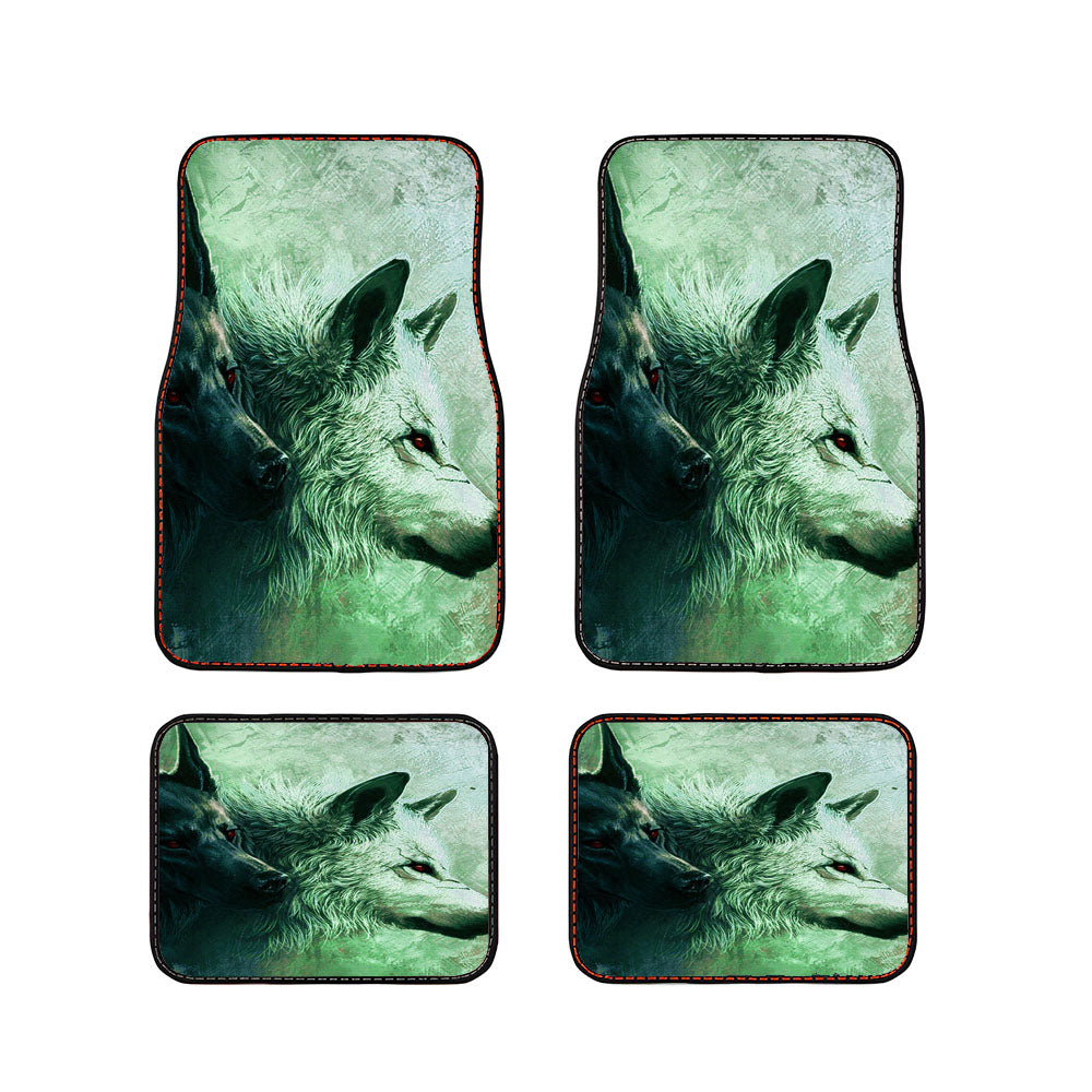 Wolf Black White Car Floor Mats Accessories