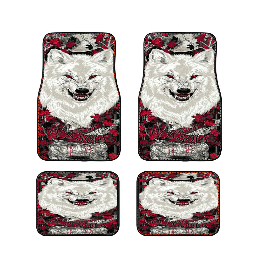 Wolf White Flower Car Floor Mats Accessories