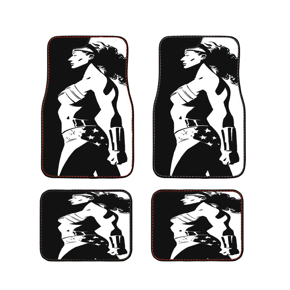 Wonder Woman Black White Car Floor Mats Accessories