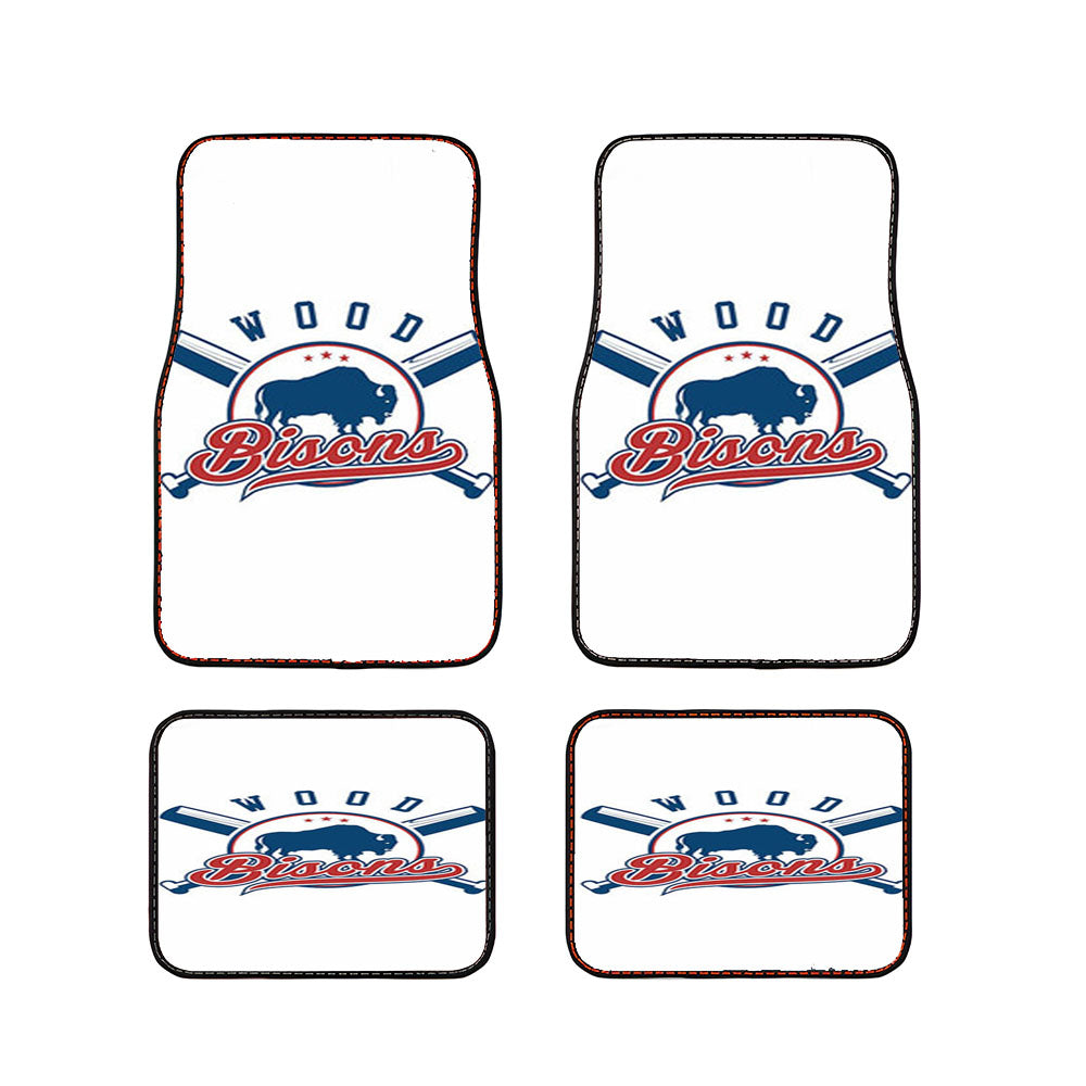 Wood Bisons Baseball Loogo White Car Floor Mats Accessories