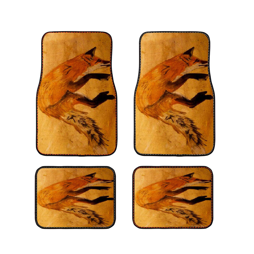 Wood Orange Fox Car Floor Mats Accessories