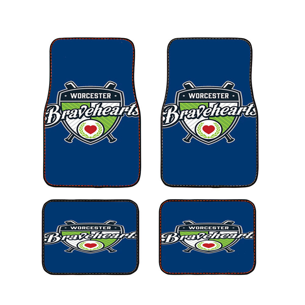 Worcester Bravehearts Baseball Logo Blue Car Floor Mats Accessories