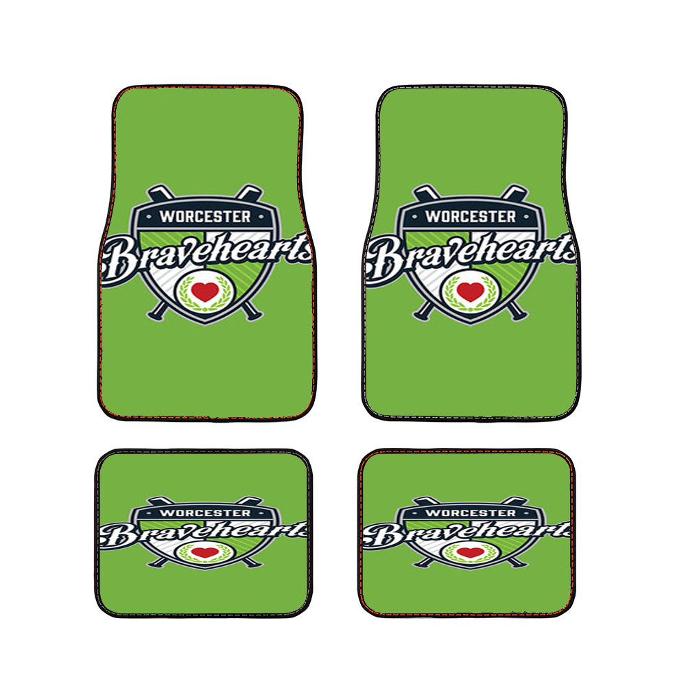 Worcester Bravehearts Baseball Logo Green Car Floor Mats Accessories