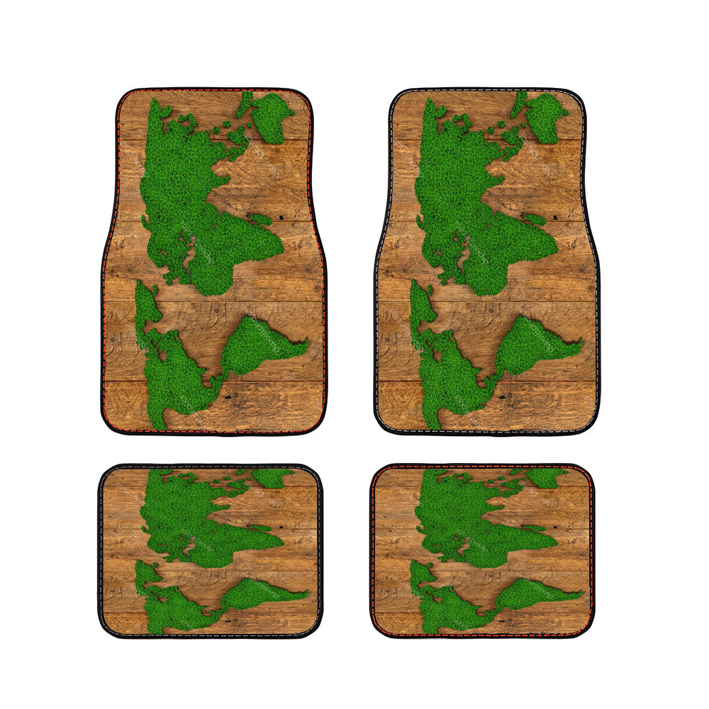 World Map Grass Car Floor Mats Accessories