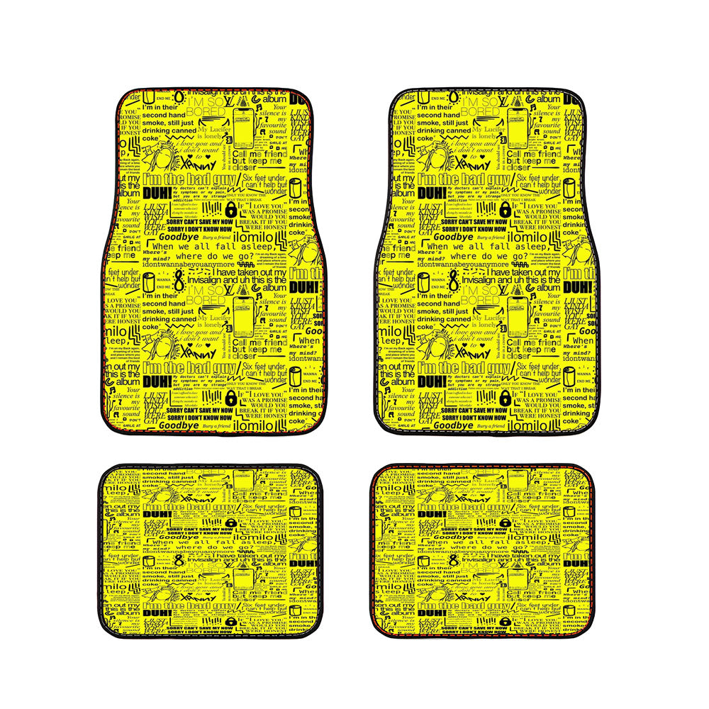 Yellow Billie Eilish Lyrics Car Floor Mats Accessories