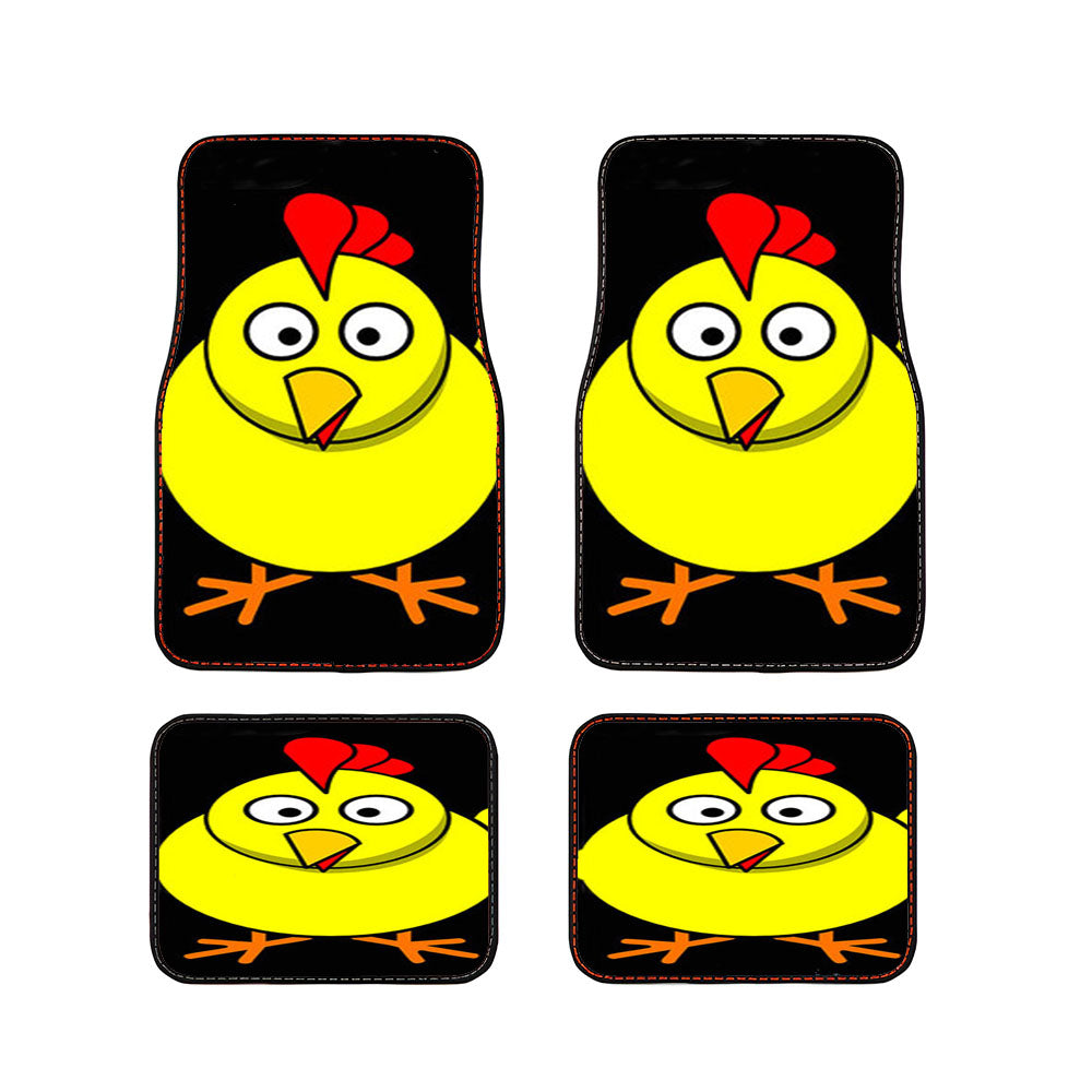 Yellow Chicken On Black Frame Car Floor Mats Accessories