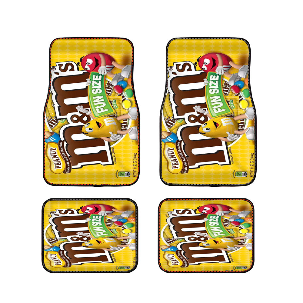 Yellow Peanut M&M Fun Size Car Floor Mats Accessories