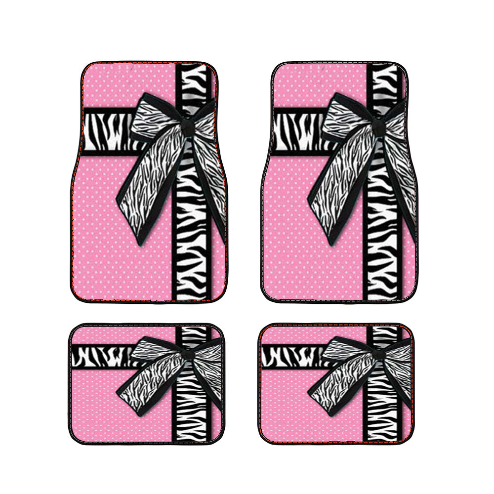 Zebra Ribbon On Pink Car Floor Mats Accessories