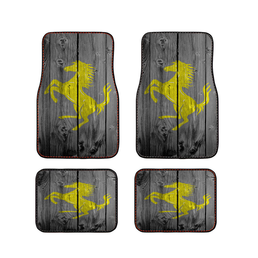 Ferrari Horse Logo Dark Wood Wallpaper Car Floor Mats Accessories