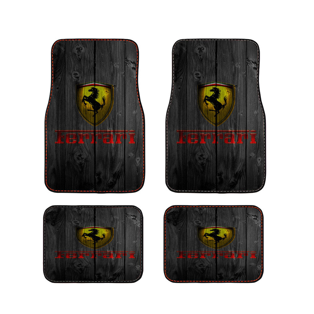 Ferrari Luxury Car Logo Dark Wood Wallpaper Car Floor Mats Accessories
