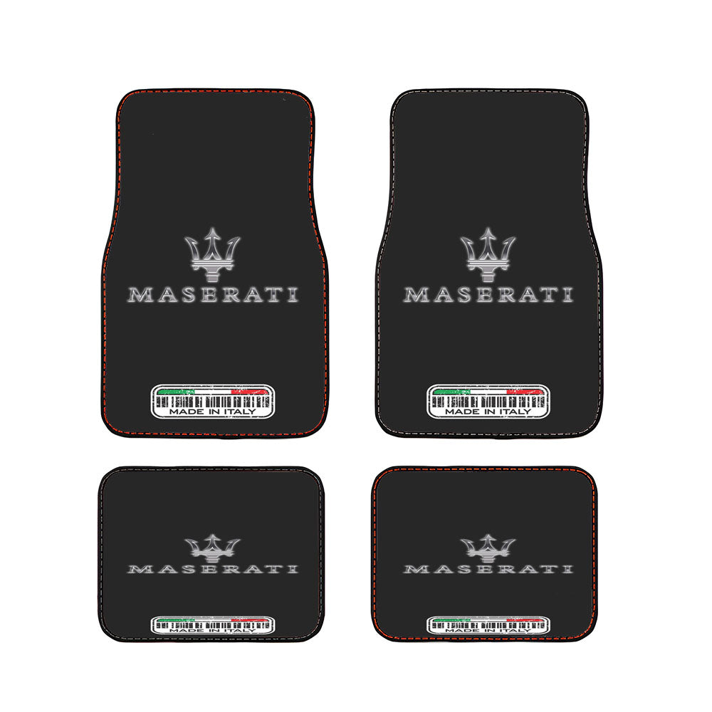 Maserati Italy Trident Black Logo Car Floor Mats Accessories